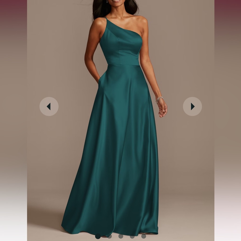 One Shoulder Satin A-Line Long Dress bridesmaid